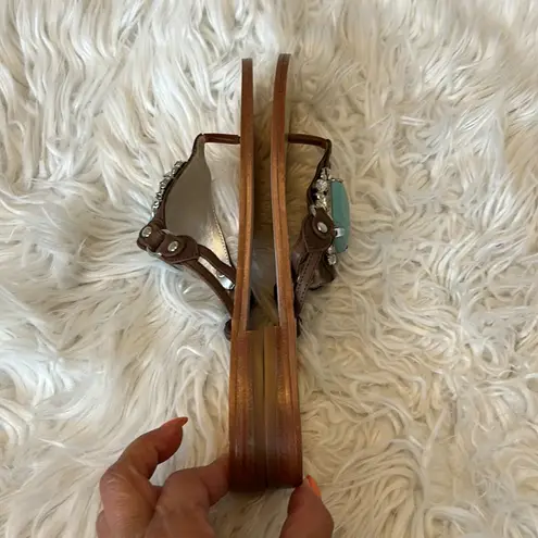 Vintage Beverly Feldman Delicious Leather Gemstone Sandals Size 6.5