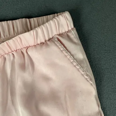 Jason Wu M Light Pink Satin Lounge Pajama Pants White Trim Pull On Pockets