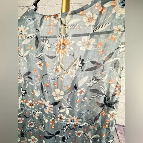 easel  Floral Maxi Duster Kimono Open Coverup Shawl Wrap Size Medium Blue floral