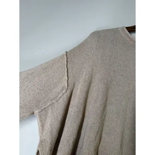 Peach Love California Womens Raw Hem Sweater Sz S Oversized Boho Popcorn Knit