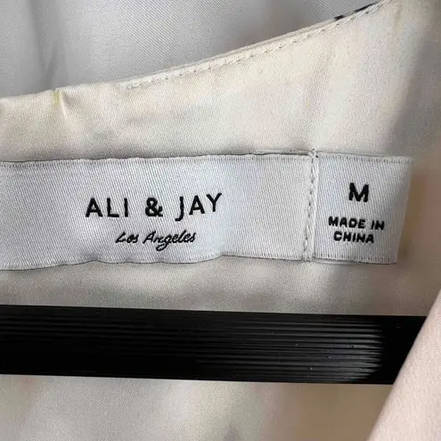 Ali & Jay Pink Blue Floral Satin V Neck A Line Dress Cutout Waist Womens Medium