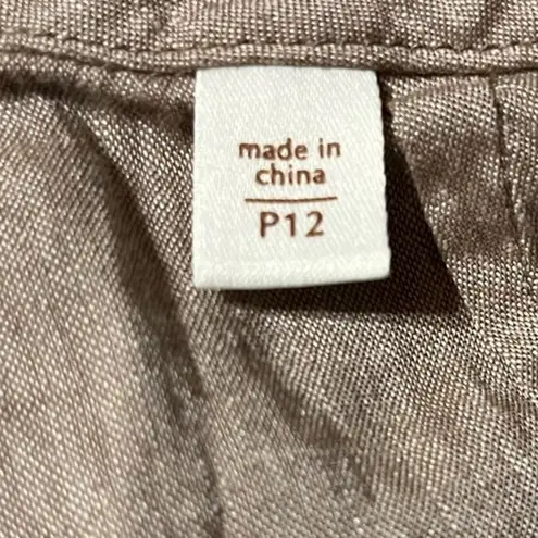 Coldwater Creek Women’s 12P Linen Cotton Blend Cropped Wide Leg Pant Brown Color