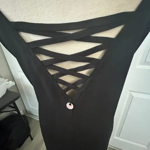 Azura Boutique Black Lace Up Sleeveless Maxi Slip Dress Size 6 Pockets Party