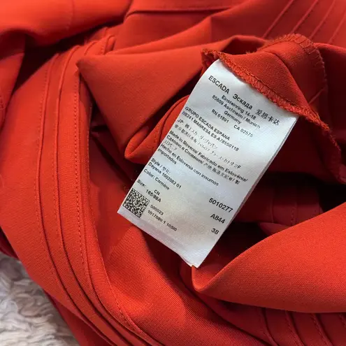 Escada Carmine Red Midi Bodycon Cocktail Dress Holiday Party Size M