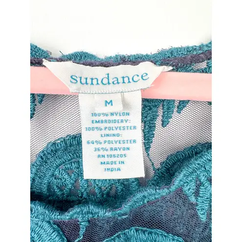 Sundance Embroidered Floral Dress Blue Long Sleeve Swim Cover Up