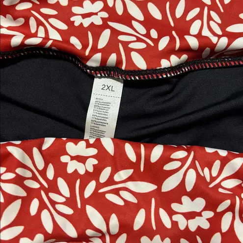 2x maxi athletic skirt with shorts under red white floral long skirt