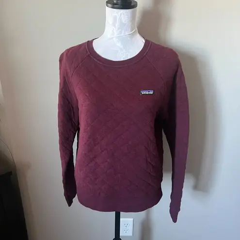 Patagonia  Organic Cotton Quilted Crew Sweatshirt Women's Size Medium Burgundy