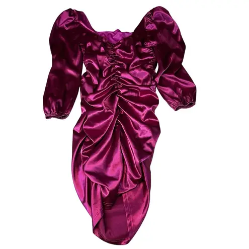 Pink Lily Womens  Metallic Pink Ruched Mini Dress Long Sleeve Polyester 2XL