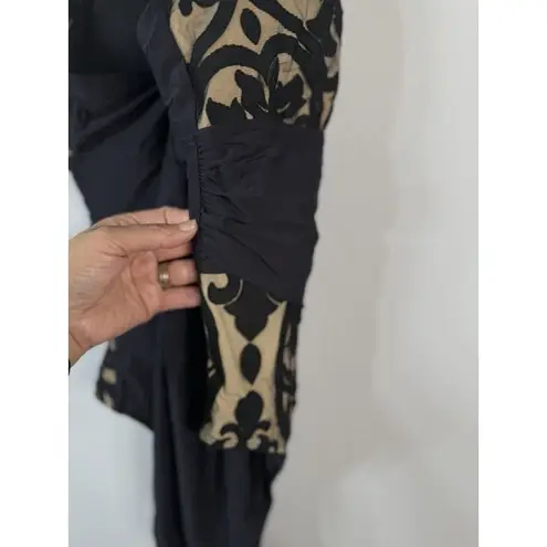 Alex Marie Mysterious Burnout One Piece Swim Suit Beige Black Paisley Women’s 16