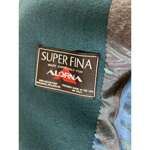 Vintage 80s Alorna Wool Blend Trench Coat Double Breasted Peacock Blue Women's M Size M