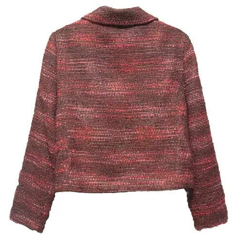 Dana Buchman Dana Buchman Red Tweed Moto Jacket Blazer Zip Front Career Size 12