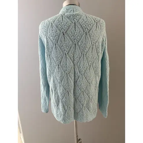 Vintage Billie Jo Knit Cardigan Sweater Size L Baby Blue Grannycore Scallop Size L - Image 4