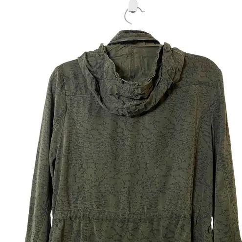 Dear John  Women Dark Green Hidden Hood Cinched Pockets Utility Jacket‎ Size S