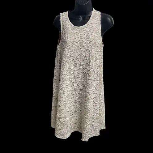Sharagano Women’s Ivory & Tan Lace Shift Dress Size 6 Sleeveless