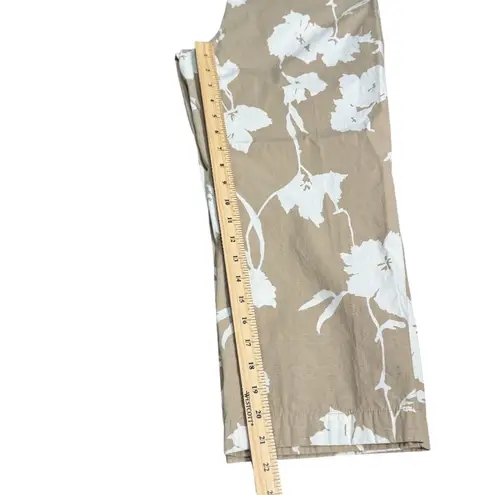 Ann Taylor Loft Womens 8P Beige White Floral Print Cropped Pants 100% Cotton