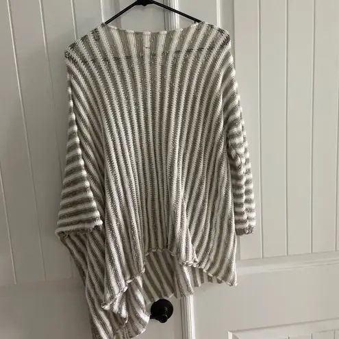 Georgina Estefania LINEN/COTTON LOOSE WEAVE STRIPE asymmetrical ARM top M White Size M