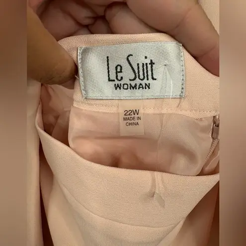 Le Suit NEW 2 Piece Blazer and Ruffle Hem Skirt Suit Size 22W Light Pink NWT