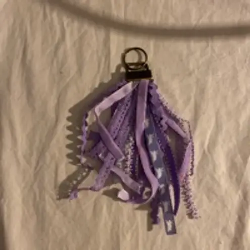 Handmade Pastel Kawaii Purple Ribbon Keychain Clip Cottagecore Charm