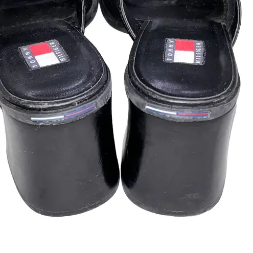 Tommy Hilfiger Vintage  Black Leather Y2K Chunky Mules