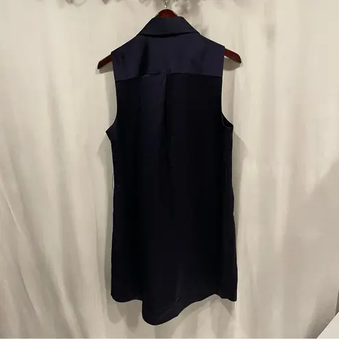 AYR Gorgeous deep navy blue satin tuxedo wide collar wrap mini dress pockets