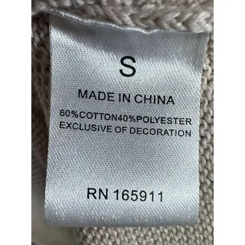 Grace & Karma Sweater WOMENS SMALL Beige Cream Tan NEW Fringe Chunky Knit