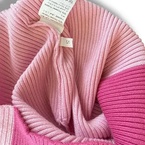 Two Tone Pink & Light Pink Ribbed Colorblock Crop Top S