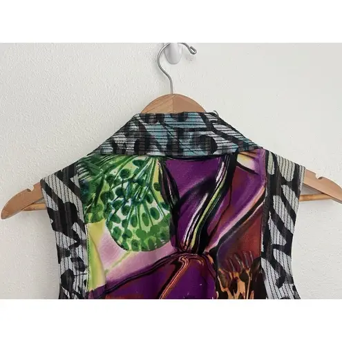 Alberto Makali VTG Y2K Sleeveless Moto Vest S Soft Grunge Butterfly Colorful Zip