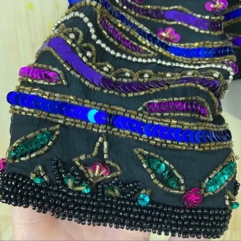 PAPELL BOUTIQUE Vintage Sequin and Beaded Blazer Size 12 Black