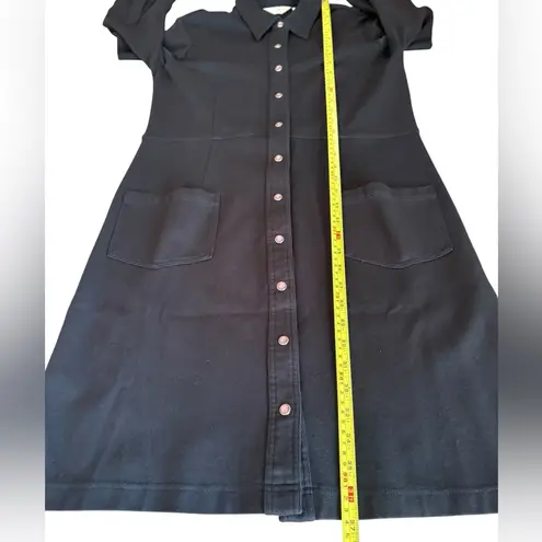 J Jill Stretch Ponte Knit Black Long Line Cardigan Jacket Snap Button Womens 8P