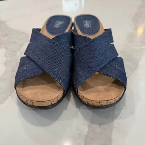 G.H. Bass & Co. MaryAnn Denim Wedge Slip On Sandal Womens 8.5M Navy Blue Classic Size 8.5