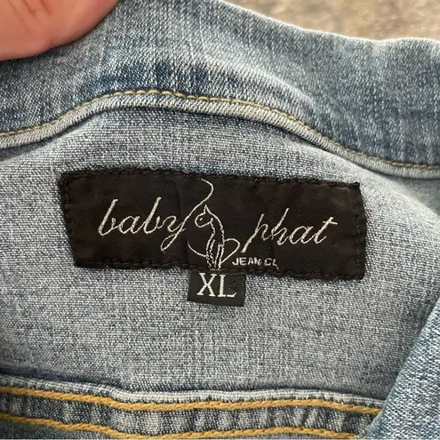 Baby Phat 90s Vintage “Sexy American Female” Flag Embellished Denim Jacket XL