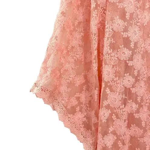 In Loom Pink Floral Embroidered Lace Kimono  Boutique