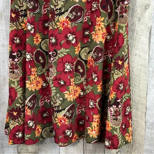 Sag Harbor Size 10 Paisley & Floral Multicolor Flare Swing Skirt Side Zipper