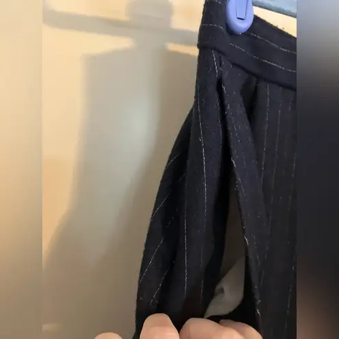 Vtg Plum Tree Womens Skirt Navy Blue Striped Wool Blend Pencil Sz 11/12