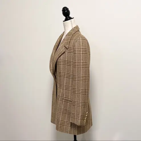 Escada Margaretha Ley Wool Blend Plaid Blazer 38 Ivory Brown Metallic Gold Size undefined