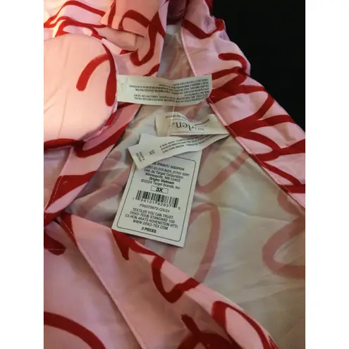 Auden Pink Love Print Sleep Shirt & Mask Set 3X Womens Pajama Top Pink Size undefined
