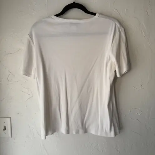 Pendleton Vintage 90s Women's Cream White Short Sleeve Crew Neck T Shirt Medium