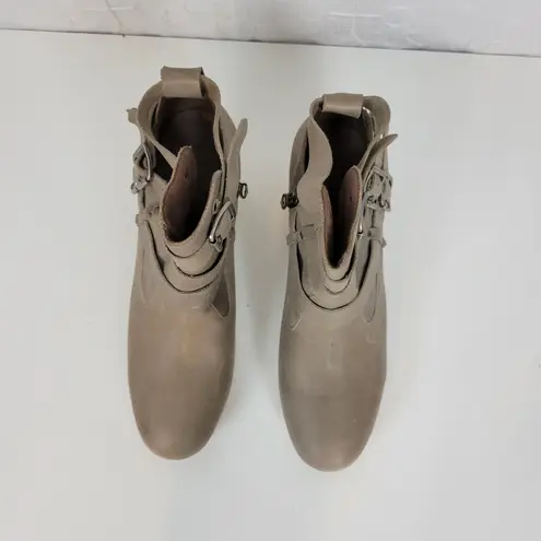 Inca Women Boots Size 7.5 Taupe Leather Round Toe Strappy Buckle Western Boho Gray