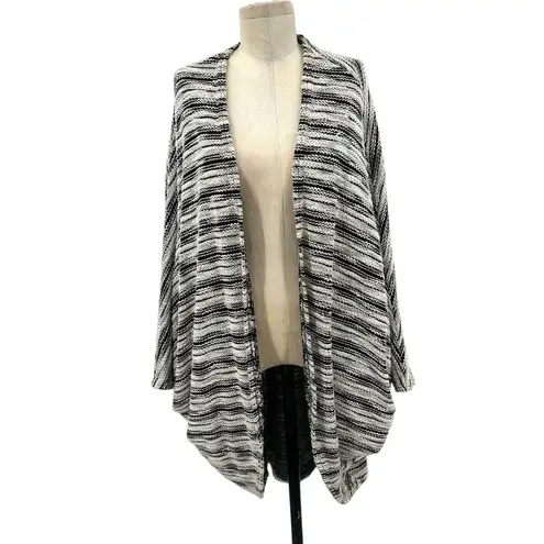 Michael Lauren Easton Slub Draped Cardigan Sweater Shrug Gray Black One Size