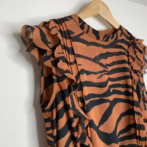 ALL SAINTS Hali Zephyr Zebra Print Mini Ruched Dress Womens 4