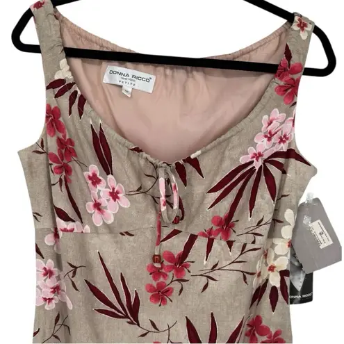 Donna Ricco NWT Y2K Babydoll Sleeveless Floral Linen Blend Dress Sz 8P Feminine