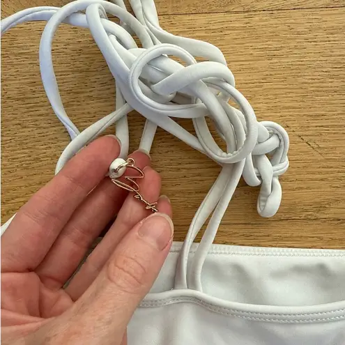 Bamba Swim  - Sol Triangle Halter Bikini Top & Sol Bikini Bottoms in White & Gold