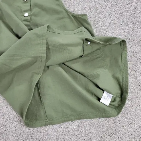 Harper Womens Overalls Dress M Olive Green Button Front Mini Pockets DLBST25