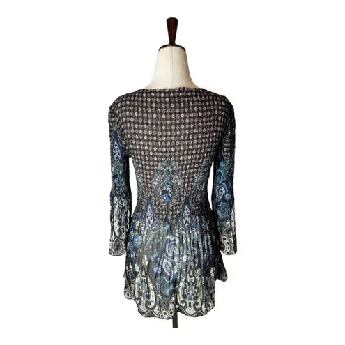 Alberto Makali Shirt Women Small Green Chiffon Paisley Top Vintage Retro Fairy