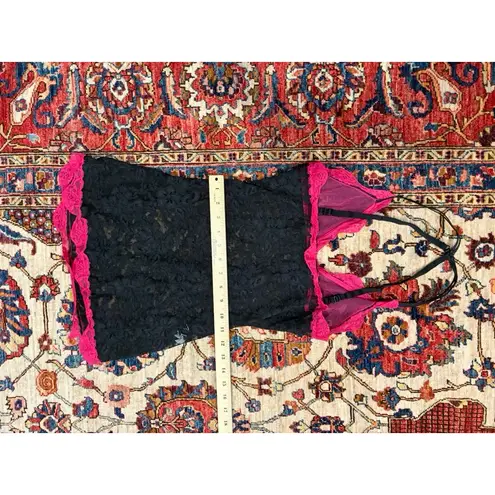 Oh La La Chéri Black Lace Chemise Slip Dress Lingerie Nightie Pink Trim Sexy M Size M