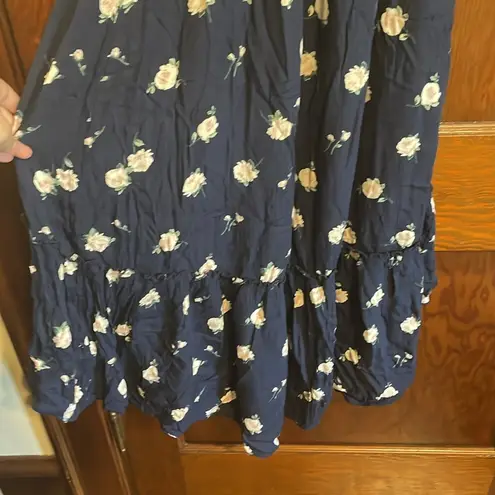 Hollister navy floral cutout long dress