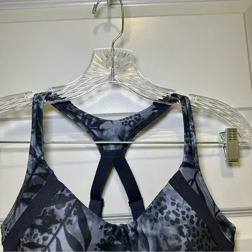 Avia  Navy Blue Print V Neck Padded Racerback Sports Bra M