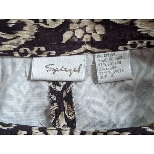 Spiegel Brown and Cream Pencil Skirt Size 4 Brown Straight Skirt