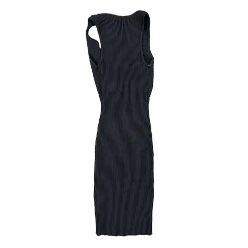 White Fox Boutique  - Rib Knit Twist Front Sleeveless Dress in Black