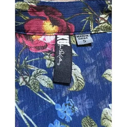 Kut From The Kloth  Women's Shirt‎ Size Small Floral Button Up Sheer Top